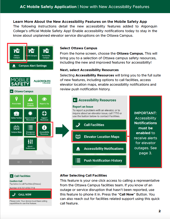 Page 2 of the guide to Download and enable the mobile safety application with accessibility features